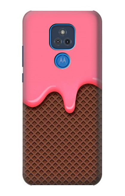 S3754 Cornet de crème glacée à la fraise Etui Coque Housse pour Motorola Moto G Play (2021)