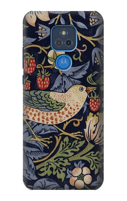 S3791 William Morris Strawberry Thief Fabric Etui Coque Housse pour Motorola Moto G Play (2021)