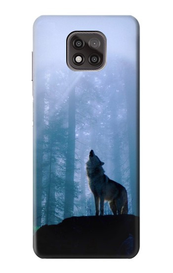 S0935 Loup Hurlant dans la forêt Etui Coque Housse pour Motorola Moto G Power (2021)