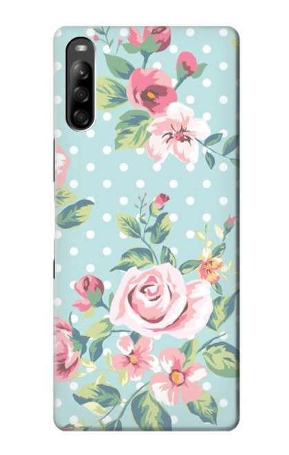 S3494 Rose à pois millésimé Etui Coque Housse pour Sony Xperia L5