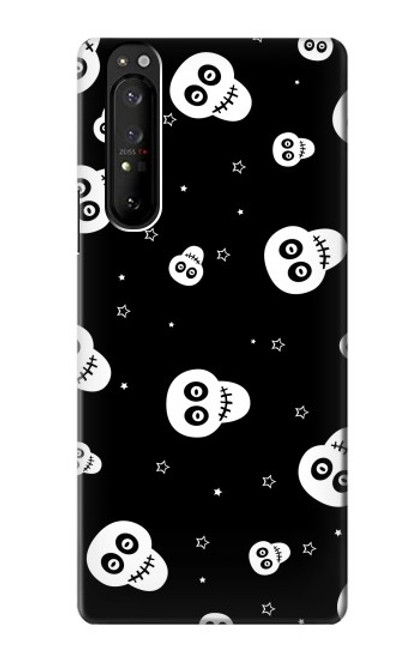 S3261 Sourire Crâne Motif Halloween Etui Coque Housse pour Sony Xperia 1 III