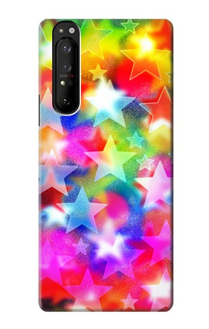 S3292 Coloré Disco étoile Etui Coque Housse pour Sony Xperia 1 III