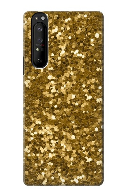 S3388 Imprimer or Glitter Graphic Etui Coque Housse pour Sony Xperia 1 III