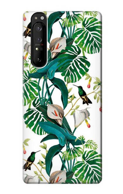 S3697 Oiseaux de la vie des feuilles Etui Coque Housse pour Sony Xperia 1 III