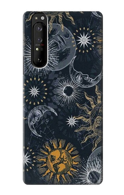 S3702 Lune et soleil Etui Coque Housse pour Sony Xperia 1 III