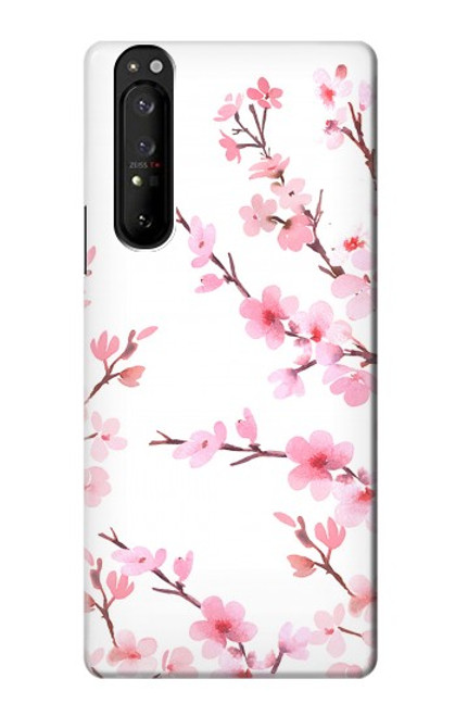 S3707 Fleur de cerisier rose fleur de printemps Etui Coque Housse pour Sony Xperia 1 III