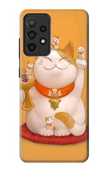 S1217 Maneki Neko Lucky Cat Etui Coque Housse pour Samsung Galaxy A52, Galaxy A52 5G