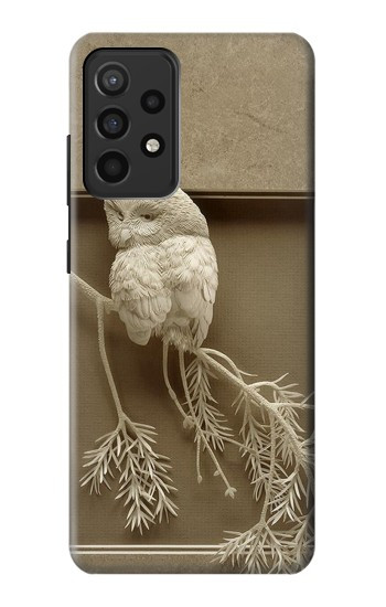 S1386 Sculpture papier Chouette Etui Coque Housse pour Samsung Galaxy A52, Galaxy A52 5G