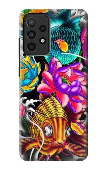 S1630 Poissons japonais Oriental Tatouage Etui Coque Housse pour Samsung Galaxy A52, Galaxy A52 5G