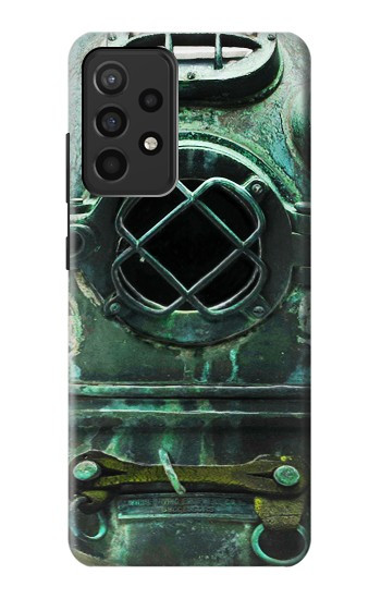 S2632 Antique Mer Profonde Millésime Casque de plongée Etui Coque Housse pour Samsung Galaxy A52, Galaxy A52 5G