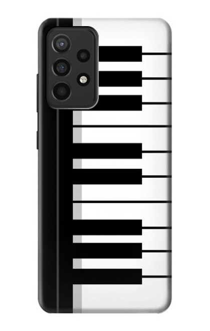S3078 Noir et blanc Clavier de piano Etui Coque Housse pour Samsung Galaxy A52, Galaxy A52 5G