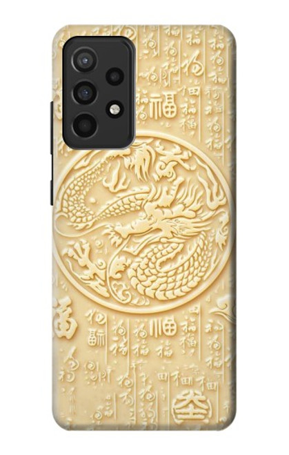 S3288 Peinture blanche du Dragon de Jade Etui Coque Housse pour Samsung Galaxy A52, Galaxy A52 5G