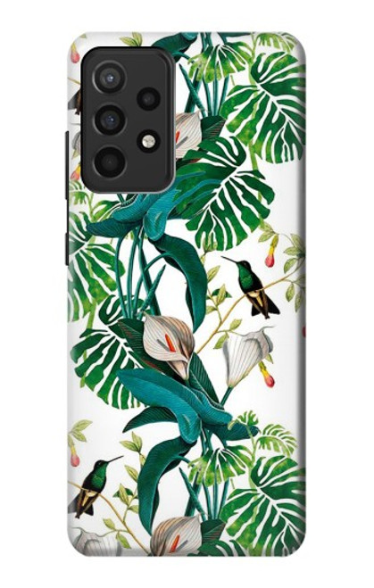 S3697 Oiseaux de la vie des feuilles Etui Coque Housse pour Samsung Galaxy A52, Galaxy A52 5G