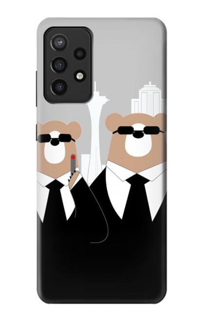 S3557 Ours en Costume Noir Etui Coque Housse pour Samsung Galaxy A72, Galaxy A72 5G