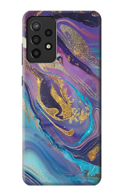 S3676 Pierre de marbre abstraite colorée Etui Coque Housse pour Samsung Galaxy A72, Galaxy A72 5G