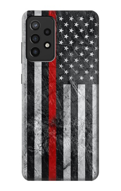 S3687 Drapeau américain de pompier mince ligne rouge Etui Coque Housse pour Samsung Galaxy A72, Galaxy A72 5G