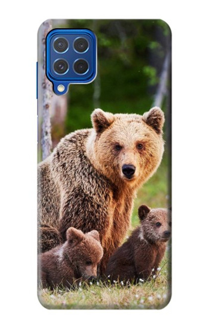 S3558 Famille d'ours Etui Coque Housse pour Samsung Galaxy M62