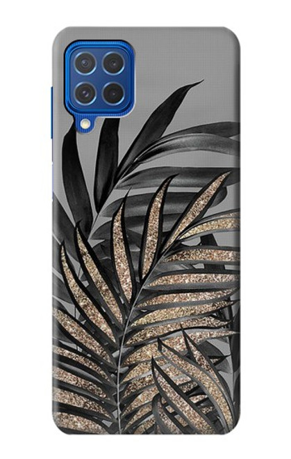 S3692 Feuilles de palmier gris noir Etui Coque Housse pour Samsung Galaxy M62