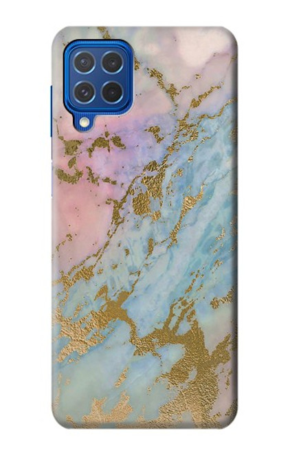 S3717 Imprimé graphique en marbre bleu pastel or rose Etui Coque Housse pour Samsung Galaxy M62