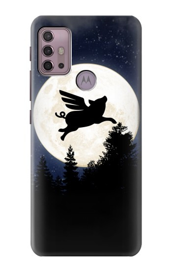 S3289 Cochon Volant Pleine Lune Nuit Etui Coque Housse pour Motorola Moto G30, G20, G10