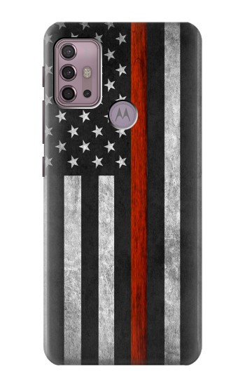 S3472 sapeur pompier Rouge mince ligne Drapeau Etui Coque Housse pour Motorola Moto G30, G20, G10