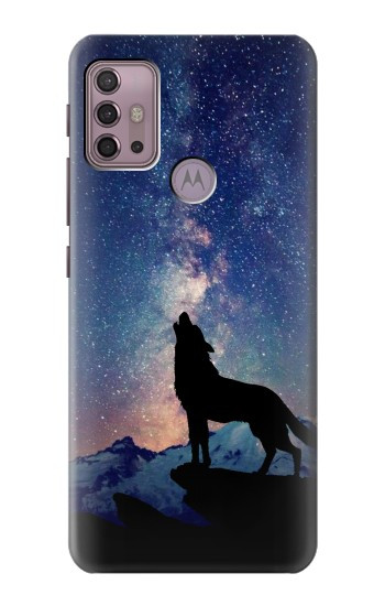 S3555 Loup Hurlant Million étoiles Etui Coque Housse pour Motorola Moto G30, G20, G10