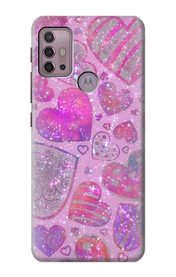 S3710 Coeur d'amour rose Etui Coque Housse pour Motorola Moto G30, G20, G10