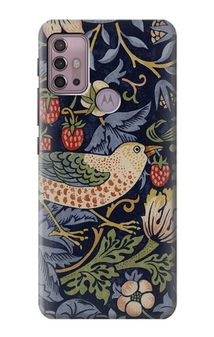 S3791 William Morris Strawberry Thief Fabric Etui Coque Housse pour Motorola Moto G30, G20, G10