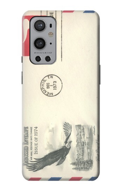 S3551 Art de l'millésimé de la poste enveloppe aérienne Etui Coque Housse pour OnePlus 9 Pro