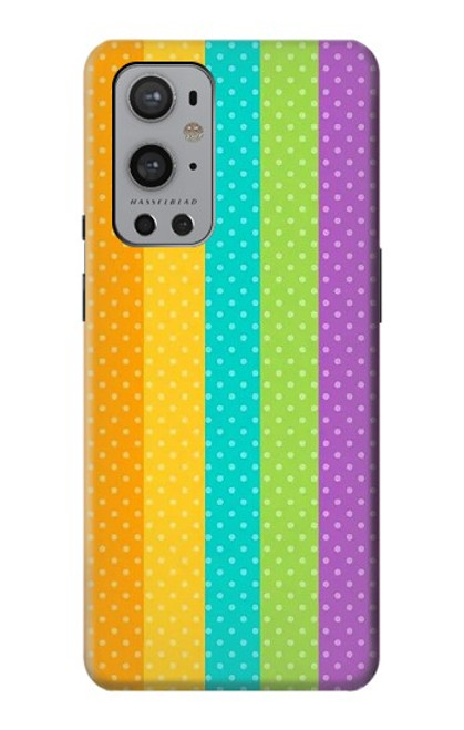 S3678 Vertical arc-en-ciel coloré Etui Coque Housse pour OnePlus 9 Pro