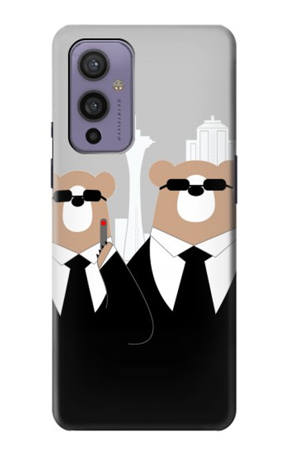 S3557 Ours en Costume Noir Etui Coque Housse pour OnePlus 9