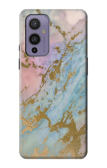 S3717 Imprimé graphique en marbre bleu pastel or rose Etui Coque Housse pour OnePlus 9