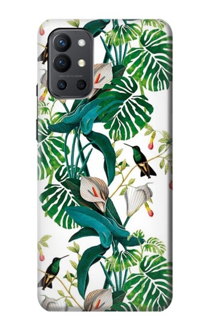 S3697 Oiseaux de la vie des feuilles Etui Coque Housse pour OnePlus 9R