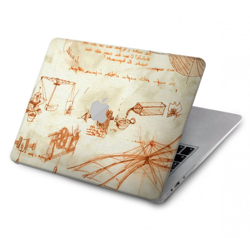 S0566 Dessin technique Da Vinci Etui Coque Housse pour MacBook Pro Retina 13″ - A1425, A1502