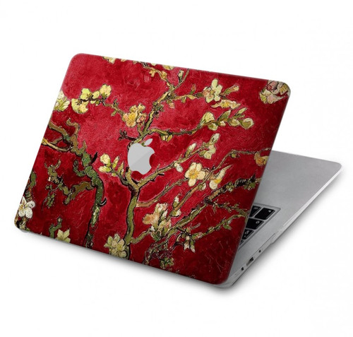 S2414 Rouge Fleur amandier Van Gogh Etui Coque Housse pour MacBook Pro 13″ - A1706, A1708, A1989, A2159, A2289, A2251, A2338