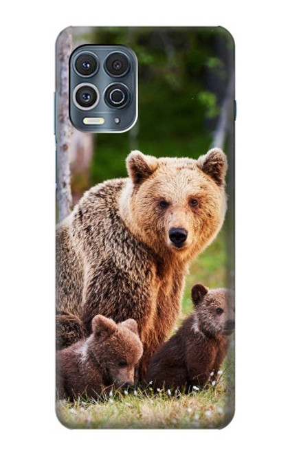 S3558 Famille d'ours Etui Coque Housse pour Motorola Edge S