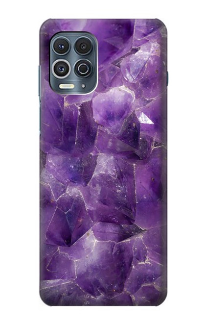 S3713 Graphique violet améthyste à quartz imprimé Etui Coque Housse pour Motorola Edge S