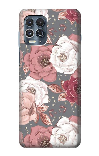 S3716 Motif floral rose Etui Coque Housse pour Motorola Edge S