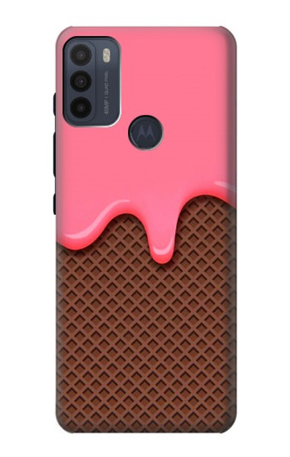 S3754 Cornet de crème glacée à la fraise Etui Coque Housse pour Motorola Moto G50