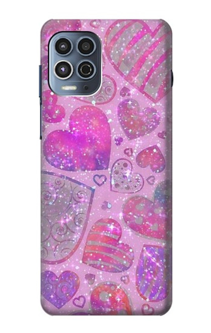 S3710 Coeur d'amour rose Etui Coque Housse pour Motorola Moto G100