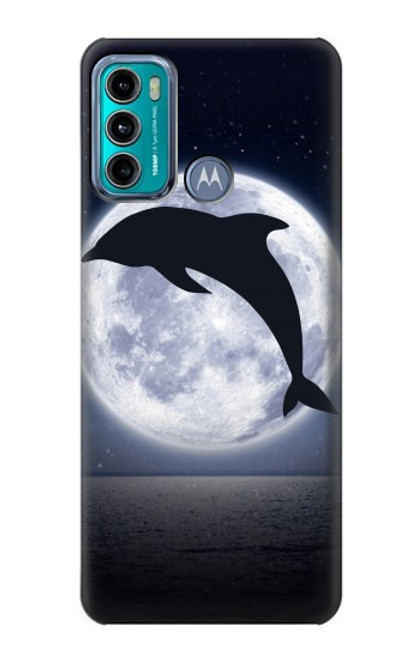 S3510 Dauphin Lune Nuit Etui Coque Housse pour Motorola Moto G60, G40 Fusion