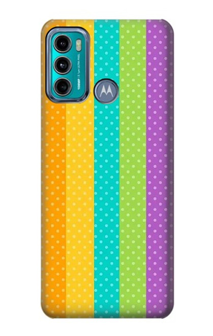 S3678 Vertical arc-en-ciel coloré Etui Coque Housse pour Motorola Moto G60, G40 Fusion