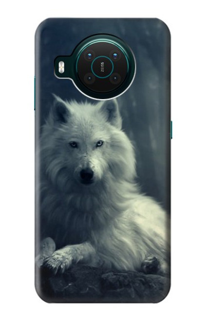 S1516 Loup blanc Etui Coque Housse pour Nokia X10