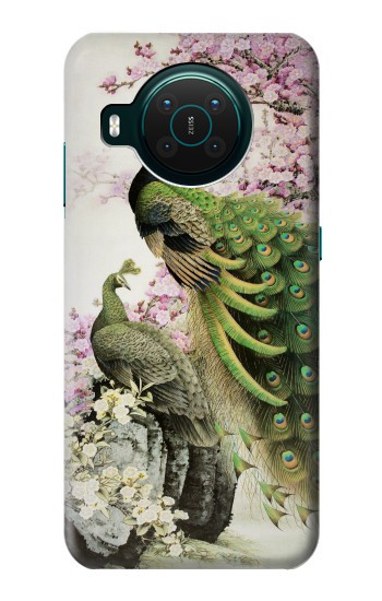 S2773 Paon Peinture brosse chinoise Etui Coque Housse pour Nokia X10