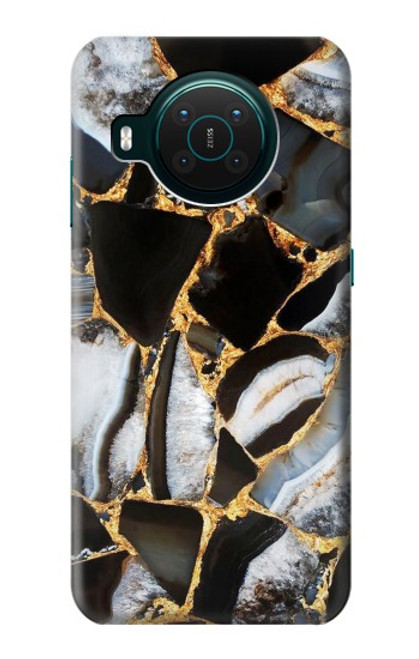 S3419 Imprimer Graphique en marbre d'or Etui Coque Housse pour Nokia X10