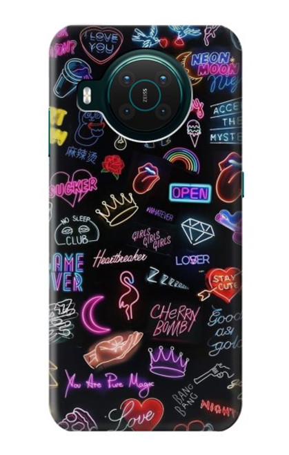 S3433 Néon graphique millésimé Etui Coque Housse pour Nokia X10