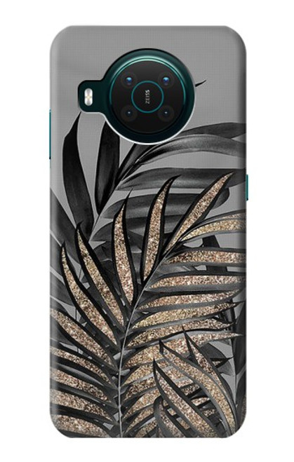 S3692 Feuilles de palmier gris noir Etui Coque Housse pour Nokia X10