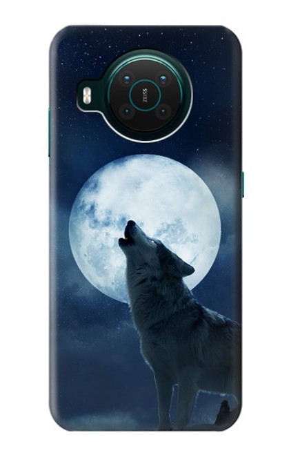 S3693 Pleine lune du loup blanc sinistre Etui Coque Housse pour Nokia X10