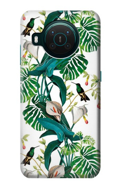 S3697 Oiseaux de la vie des feuilles Etui Coque Housse pour Nokia X10
