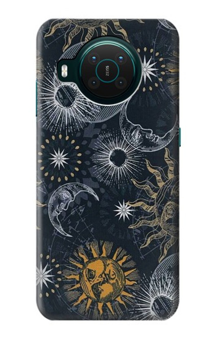 S3702 Lune et soleil Etui Coque Housse pour Nokia X10